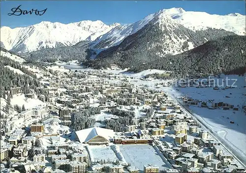 Davos GR Eissporthalle mit Eisbahn Rhaetikon und Seehorn Kat. Davos
