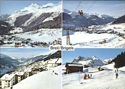 Brigels mit dem Skigebiet Piz d Artgas Sessellift Kat. Brigels Breil