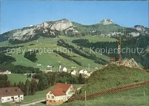 Bruelisau mit Kamor und Hoher Kasten Kat. Bruelisau