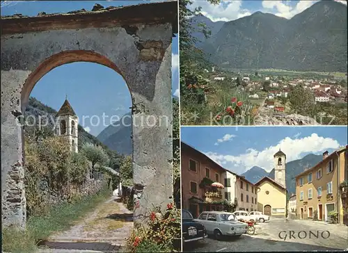 Grono Torbogen Kirche Panorama Strassenpartie Kat. Grono