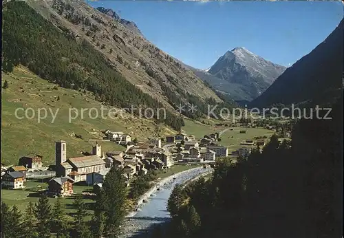 Saas Grund Panorama mit Mittelgrat Kat. Saas Grund