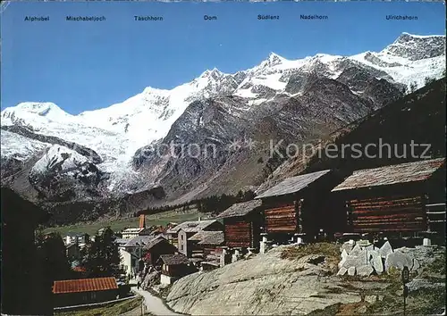 Saas Fee Dorfpartie mit Alpenpanorama Kat. Saas Fee