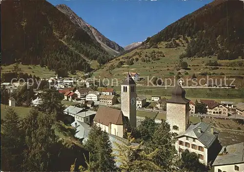 Susch Ortsansicht mit Flueela Pass Kat. Susch