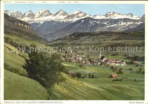 Neu St Johann mit Alpen Panorama Kat. Neu St Johann Nesslau