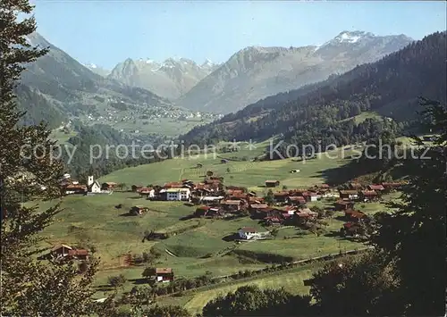 Serneus mit Klosters Silvrettagruppe und Pischahorn Kat. Serneus