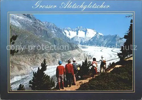 Aletschgletscher mit Aletschwald Schoenbuehl und Wannenhorn Kat. Aletsch Grosser