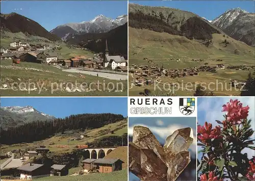 Rueras Grischun Panorama Viadukt Kristall Alpenflora Kat. Rueras