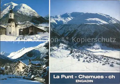 La Punt Chamues ch Dorfpartie Kirche Panorama Kat. La Punt Chamues ch