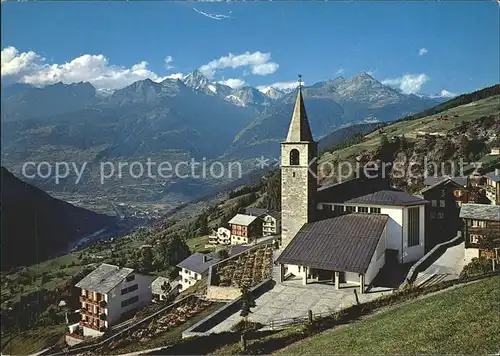 Visperterminen Kirche Rhonetal mit Bietschhorn Kat. Visperterminen