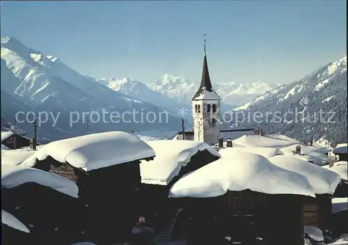 Bellwald Winteridyll Kirche Kat. Bellwald