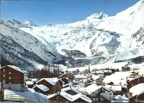 Saas Fee mit Allalinhorn Feegletscher und Alphubel Kat. Saas Fee