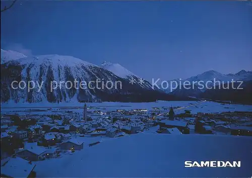 Samedan bei Nacht Panorama Kat. Samedan