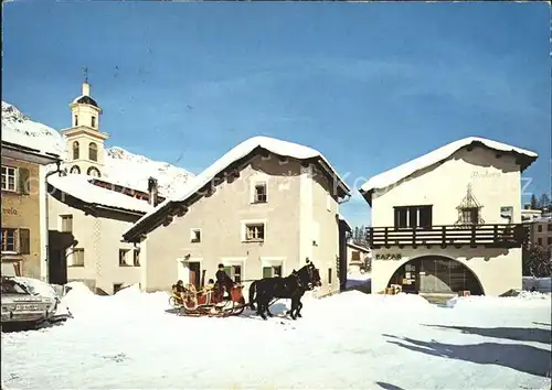 Sils Maria Graubuenden Dorfplatz Pferdeschlitten Kat. Sils Maria