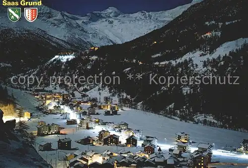 Saas Grund bei Nacht mit Allalinhorn Kat. Saas Grund