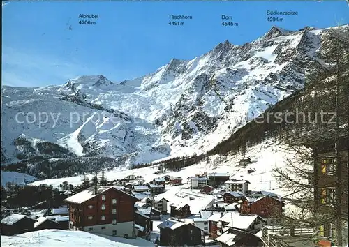 Saas Fee mit Alphubel Taeschhorn Dom und Suedlenzspitze Kat. Saas Fee