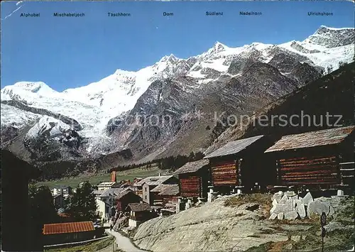 Saas Fee Teilansicht mit Alpenpanorama Kat. Saas Fee