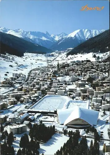 Davos GR Fliegeraufnahme Piz Ela Tinzenhorn Piz Mitgel Eisbahn Kat. Davos