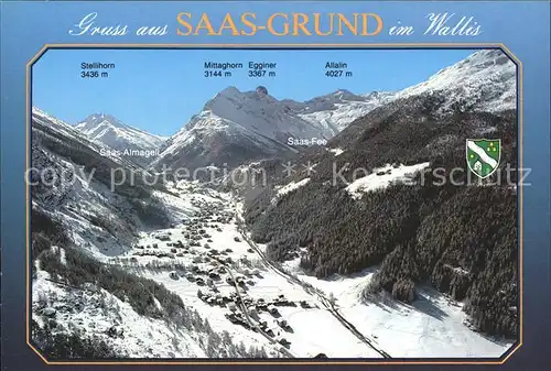 Saas Grund Fliegeraufnahme Kat. Saas Grund