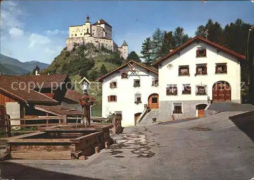 Tarasp Schloss dun Dorfpartie Kat. Tarasp