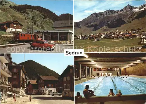 Sedrun Bahnhof Dorfpartie Piz Culmatsch Hallenbad Kat. Sedrun