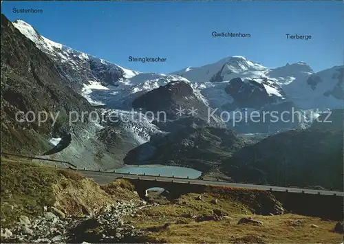 Sustenpass Sustenhorn Steingletscher Gwaechtenhorn Tierberge Kat. Susten