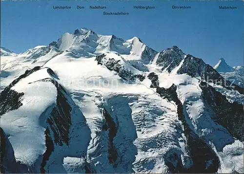 Saas Fee Lenzspitze Dom Nadelhorn Stecknadelhorn Hohberghorn Duerrenhorn Matterhorn Kat. Saas Fee