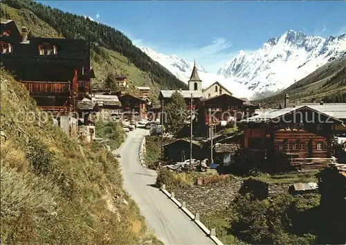 Blatten VS Dorfpartie mit Loetschenluecke und Schinhorn Kat. Blatten VS