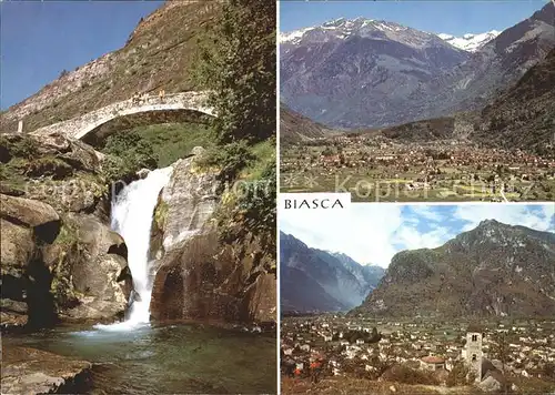 Biasca Bruecke Wasserfall Totalansicht Kat. Biasca