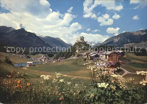 Tarasp Panorama mit Schloss Kat. Tarasp