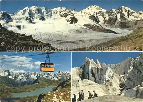 Diavolezza Berninagruppe Diavolezza Bahn mit Bernina Seen Eistuerme im Persgletscher Kat. Diavolezza