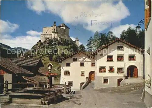 Tarasp Dorfpartie Brunnen Schloss Tarasp Kat. Tarasp