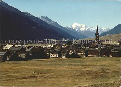 Ulrichen am Nufenen Ortsblick mit Weisshorn Kat. Ulrichen