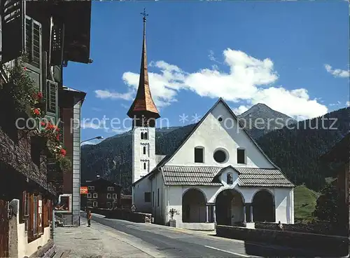 Muenster VS Dorfstrasse mit Kirche Kat. Muenster