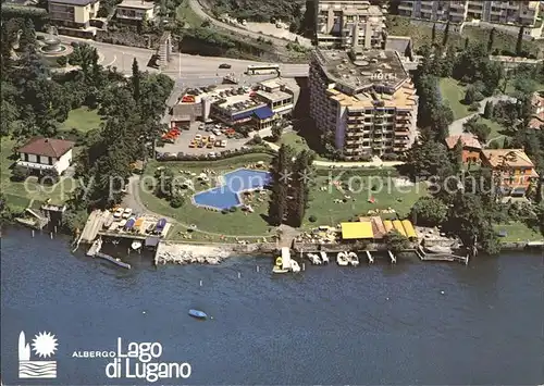 Bissone Lago di Lugano Fliegeraufnahme Albergo Lago di Lugano Kat. Bissone