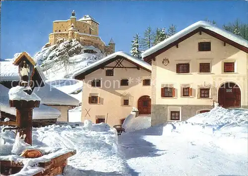 Tarasp Dorfpartie Brunnen Schloss Tarasp Kat. Tarasp