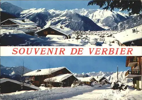 Verbier Panorama Dorfpartie im Winter Kat. Verbier