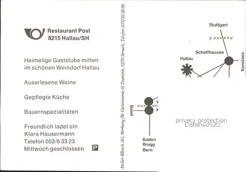 Hallau Restaurant Post Gaststube Dorfpartie  Kat. Hallau