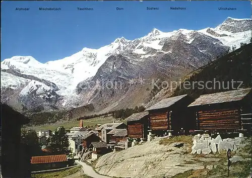 Saas Fee Dorfpartie mit Alpenpanorama Kat. Saas Fee