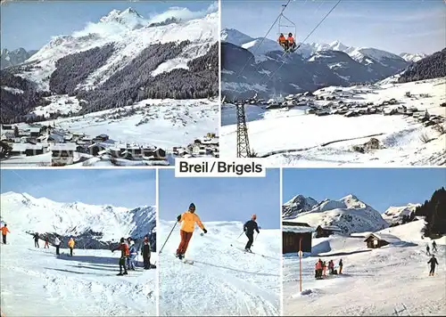 Brigels mit Skigebiet Pez d Artgas Sessellift Panorama Kat. Brigels Breil