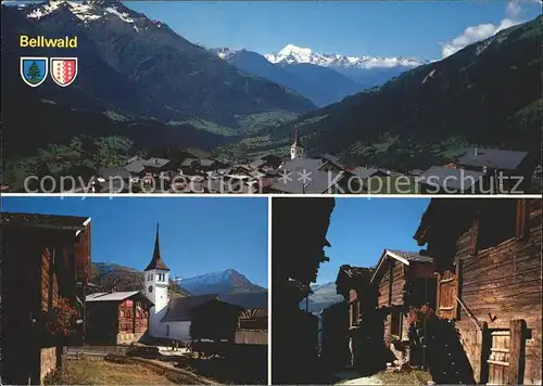 Bellwald mit Weisshorn Kirche und alte Gasse Kat. Bellwald