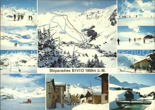 Bivio Panorama Teilansichten Dorfpartie Kat. Bivio