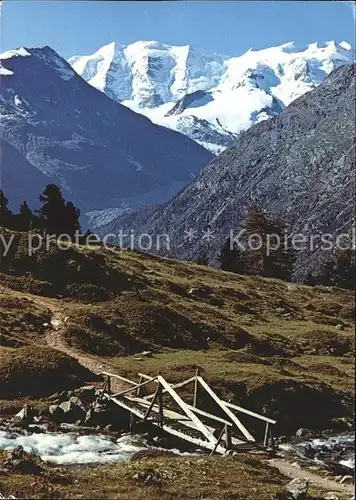 Languard Pitschen Alp Languard mit Piz Palue und Bellavista Bruecke Kat. Languard Pitschen