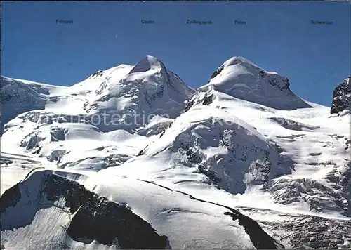 Gornergrat Zermatt Felixjoch Zwillingsjoch Castor Pollux Schwarztor / Gornergrat /Rg. Zermatt