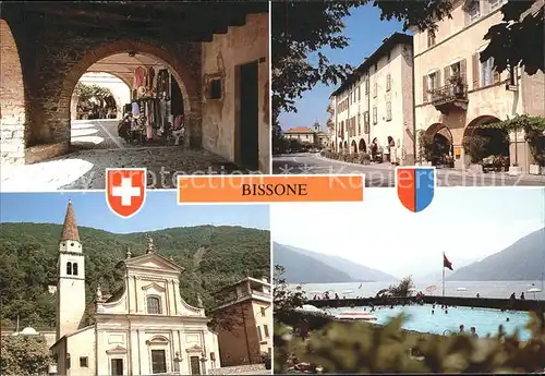 Bissone Lago di Lugano Dorfpartie Arkaden Kirche Kat. Bissone