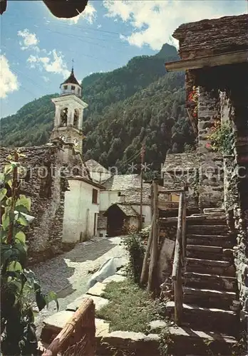 Sonogno Dorfpartie mit Kirche Kat. Sonogno