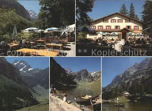 Seealpsee Berggasthaus Seealpsee Terrasse Bootspartie Kat. Schwende