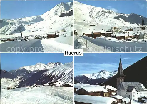 Rueras Milez Skigebiet Cungieri Dorfpartie Kirche Kat. Rueras