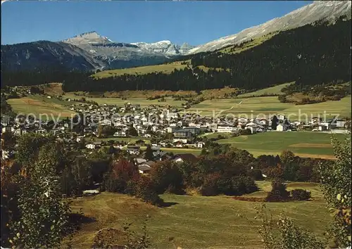 Flims Dorf mit Foppa Piz Grisch und Tschingelhoerner Kat. Flims Dorf