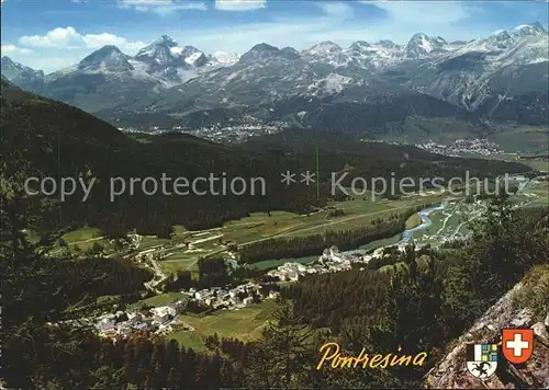 Pontresina Panorama mit Piz Albana Piz Julier Piz Nair Kat. Pontresina