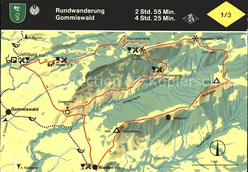 Gommiswald Rundwanderweg Panoramakarte Kat. Gommiswald